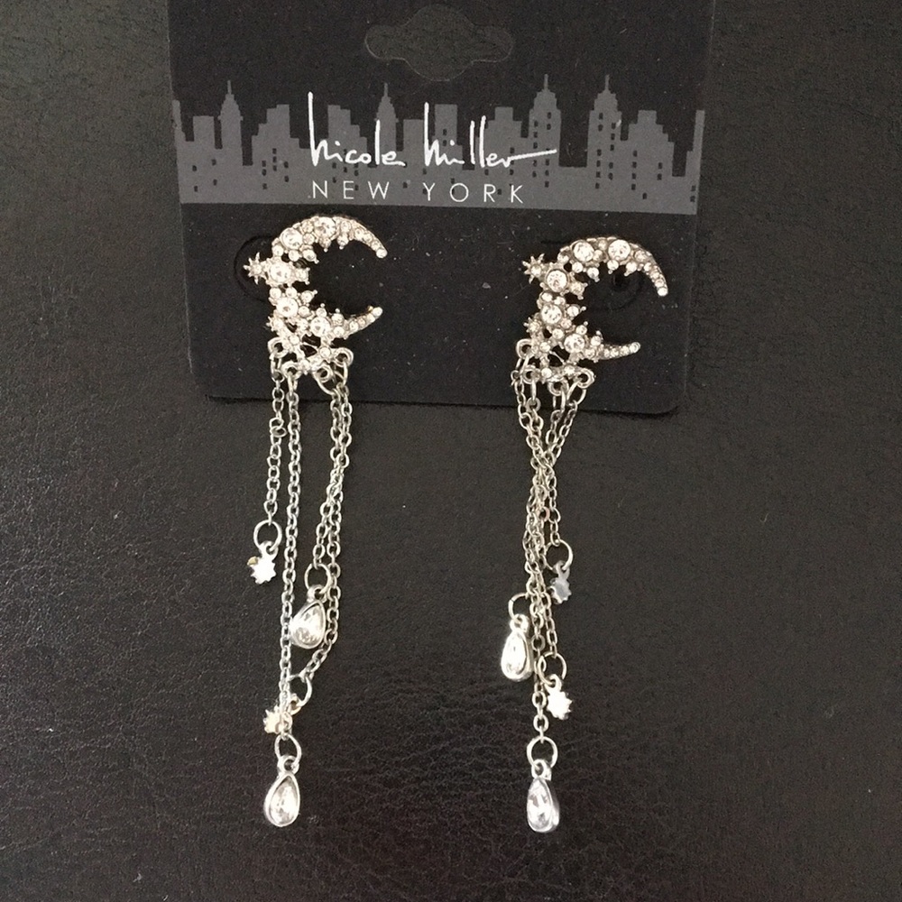 Nicole Miller celestial moon w dangling crystals